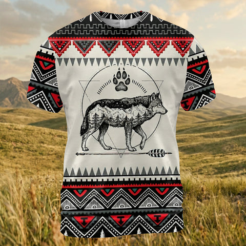 PBT-0043v3 Wolf Native American 3D T-shirt