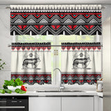 PBT-0043v3 Wolf Native American Curtain Valance and Kitchen Tiers Set