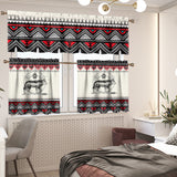 PBT-0043v3 Wolf Native American Curtain Valance and Kitchen Tiers Set