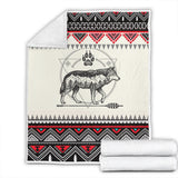 PBT-0043v3 Wolf Native American Fleece Blanket