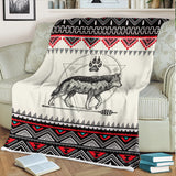 PBT-0043v3 Wolf Native American Fleece Blanket