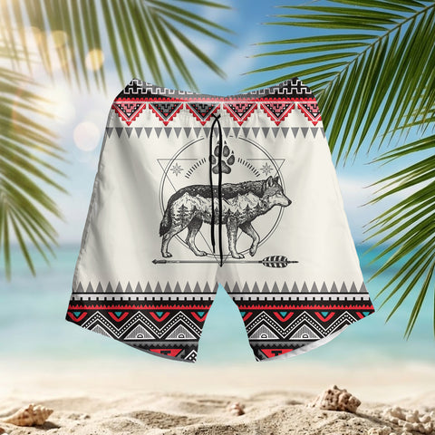 PBT-0043v3 Wolf Native American Hawaiian Shorts