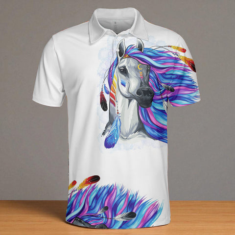 PL250725M01 Horse Native American Polo T-Shirt 3D