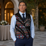 PLSH250122M12 Native American Suit Vest Jacket Print One Side Front