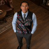 PLSH250122M12 Native American Suit Vest Jacket Print One Side Front