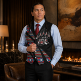 PLSH250122M12 Native American Suit Vest Jacket Print One Side Front