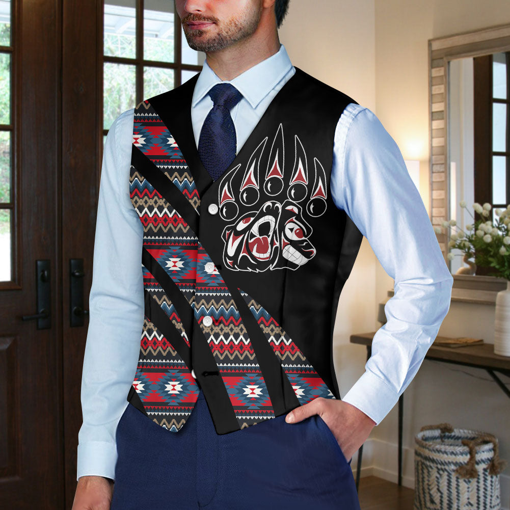 PLSH250122M12 Native American Suit Vest Jacket Print One Side Front