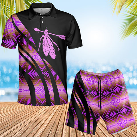 PLSH250122M14 Arrow Feather Native American Combo Save Polo Shirt and Shorts 3D