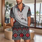 POLO0012 Native American Men Short Sleeve Button Pajamas
