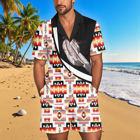 POLO0015 Native American Men Short Sleeve Button Pajamas