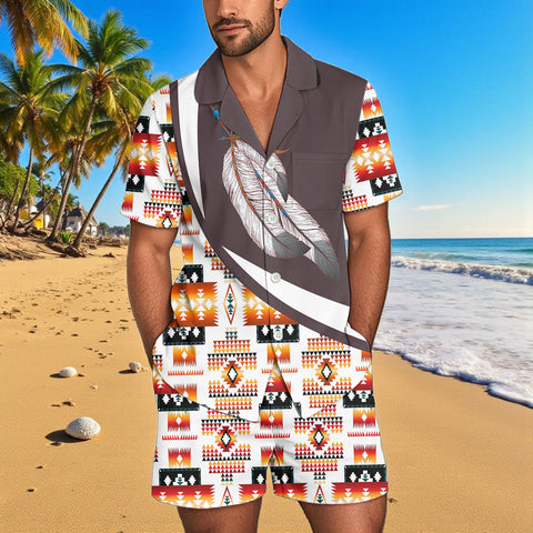 POLO0016 Native American Men Short Sleeve Button Pajamas