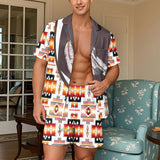 POLO0016 Native American Men Short Sleeve Button Pajamas