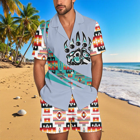 POLO0045 Native American Men Short Sleeve Button Pajamas