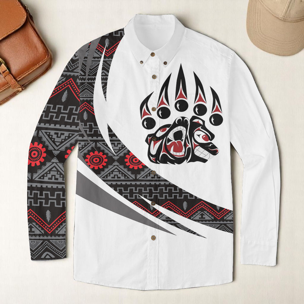 POLO0049 Native American Men Casual Lapel Long Sleeve Shirt