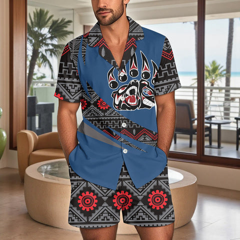 POLO0050 Native American Men Short Sleeve Button Pajamas