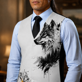 POLO0053 Wolf Native American Suit Vest Jacket Print One Side Front