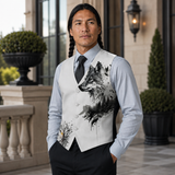 POLO0053 Wolf Native American Suit Vest Jacket Print One Side Front