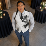 POLO0053 Wolf Native American Suit Vest Jacket Print One Side Front