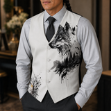 POLO0053 Wolf Native American Suit Vest Jacket Print One Side Front
