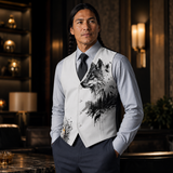POLO0053 Wolf Native American Suit Vest Jacket Print One Side Front