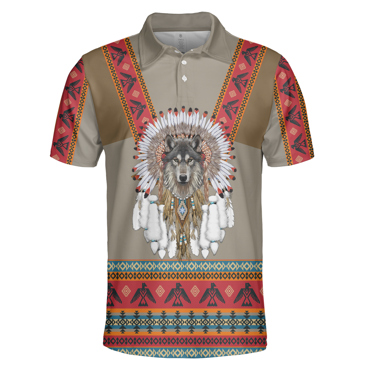 POLO0075 Native American  Polo T-Shirt 3D