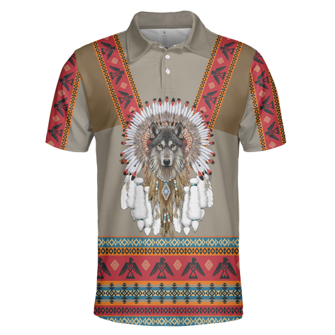 POLO0075 Native American  Polo T-Shirt 3D