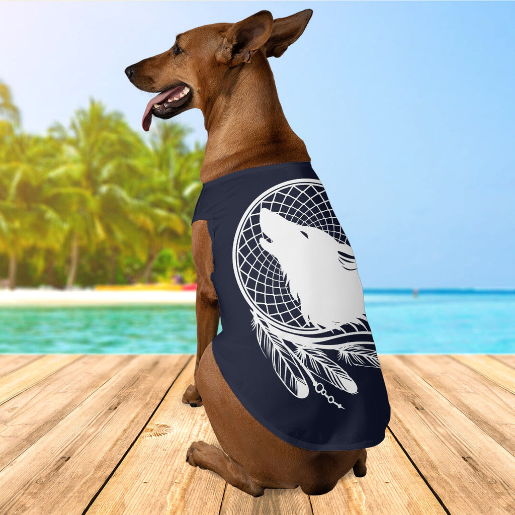 PT250602M03 Dreamcatcher Wolf Native American Pet Tank Top