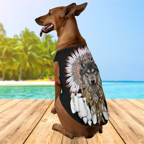PT250602M05 Dreamcatcher Wolf Native American Pet Tank Top