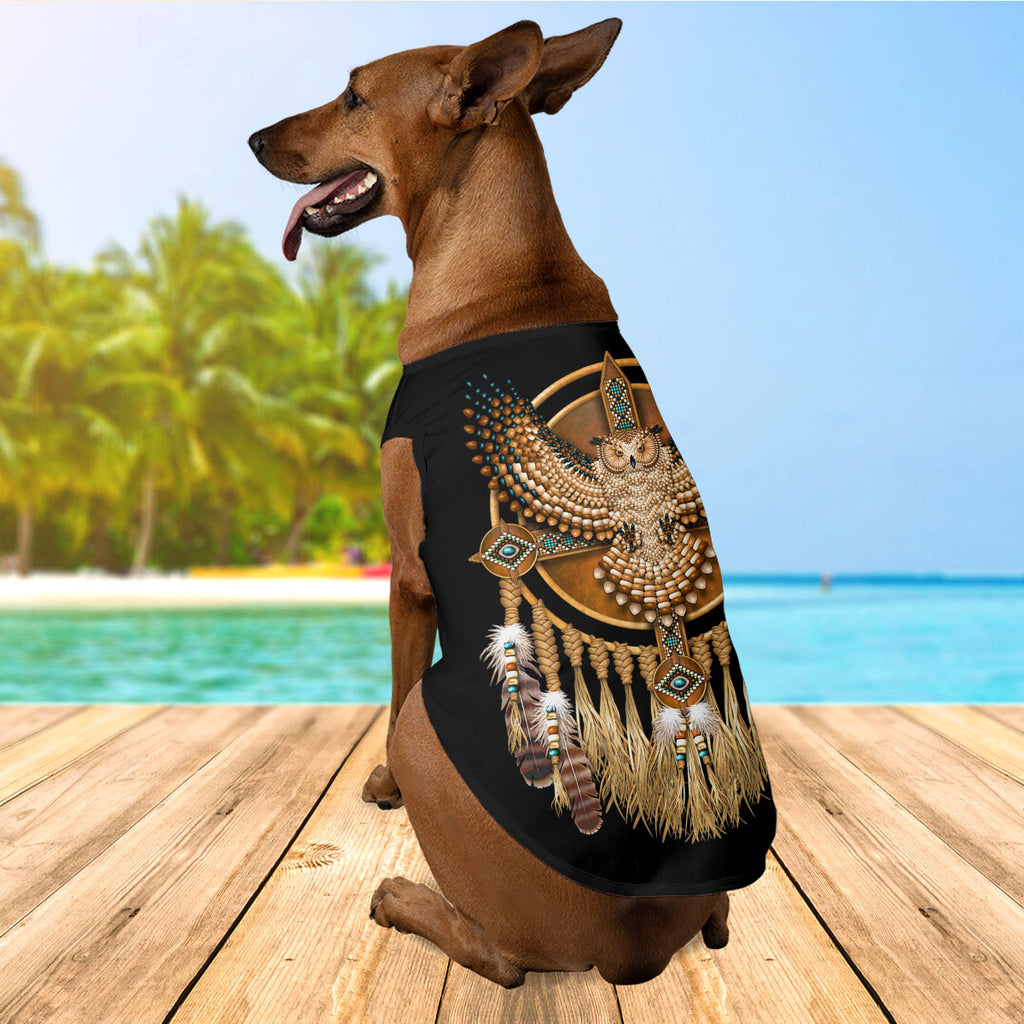 PT250602M10 Dreamcatcher Owl Native American Pet Tank Top