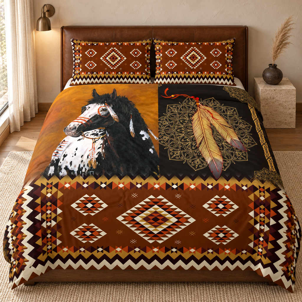 Painted Horse Mandala Native American-Inspired Bedding Set HD251113M14