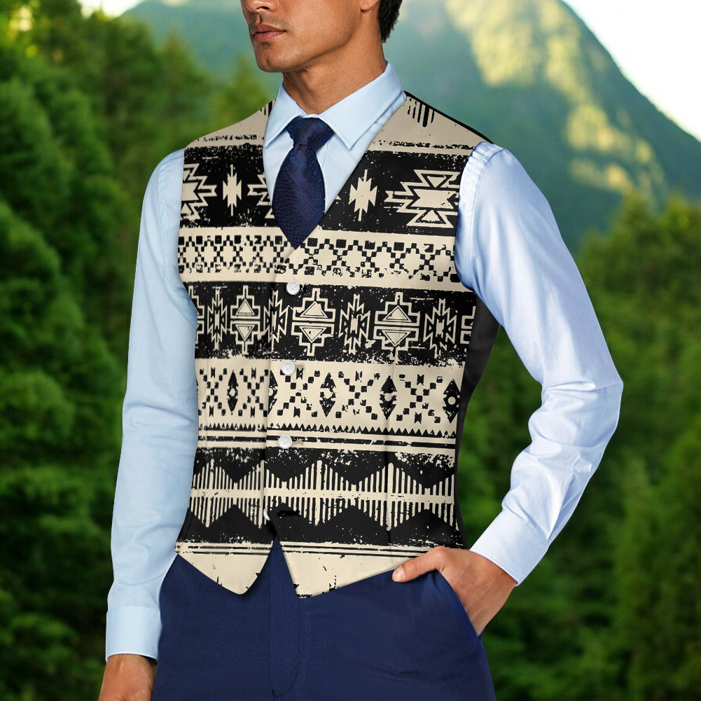 Pattern Native American Suit Vest Jacket Print One Side Front DS260420M01