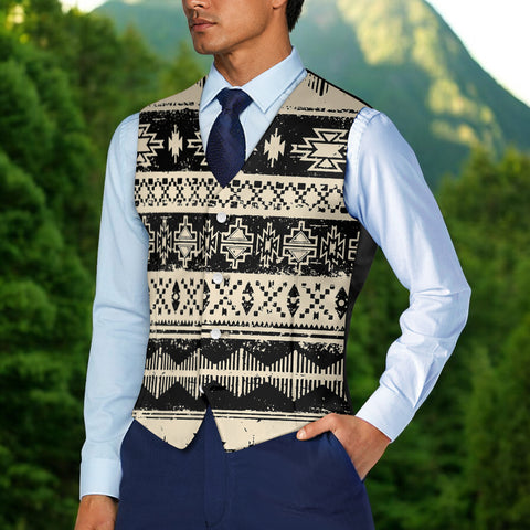Pattern Native American Suit Vest Jacket Print One Side Front DS260420M01
