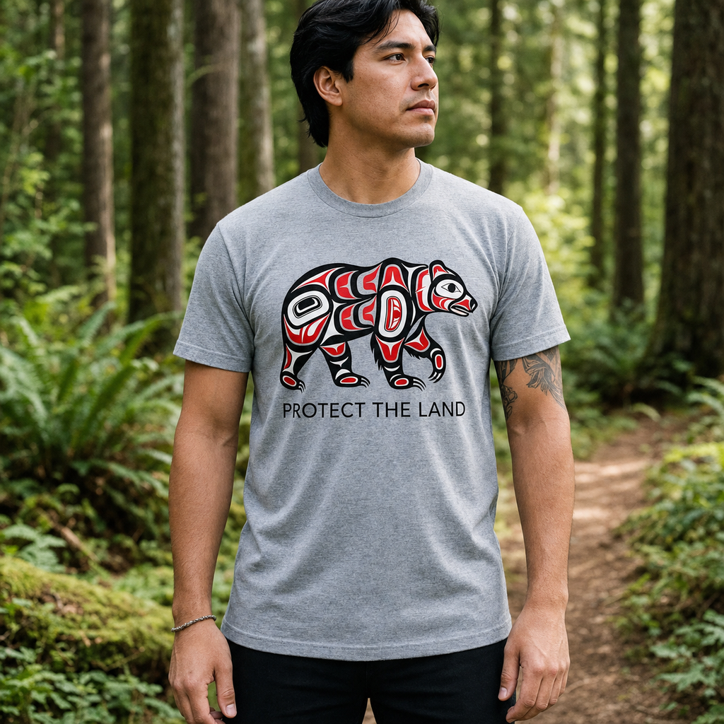 Protect The Land Bear Native American-Inspired 2D T-Shirt TSm020