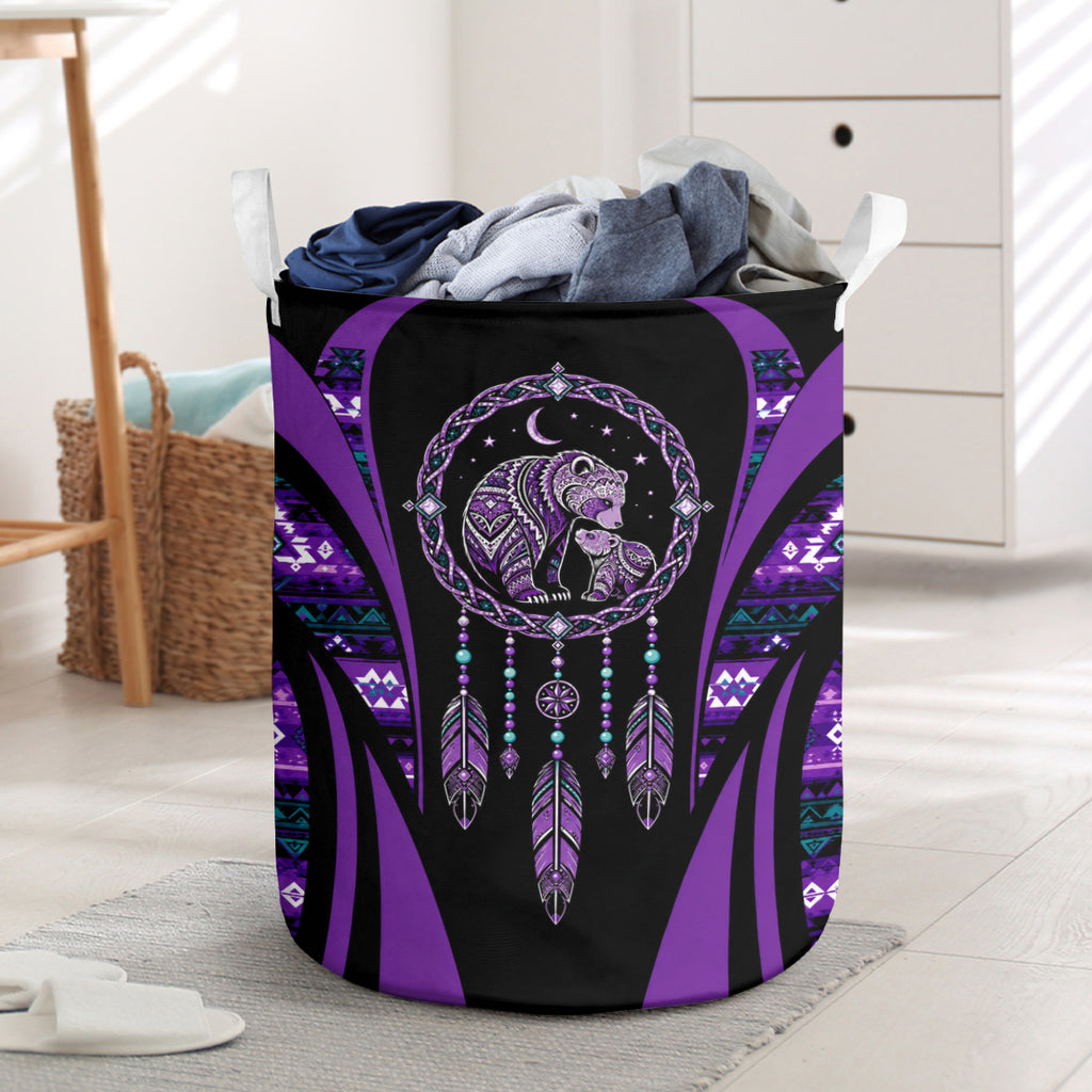 Purple Dreamcatcher Mama Bear Native American Laundry Basket DS260731M13