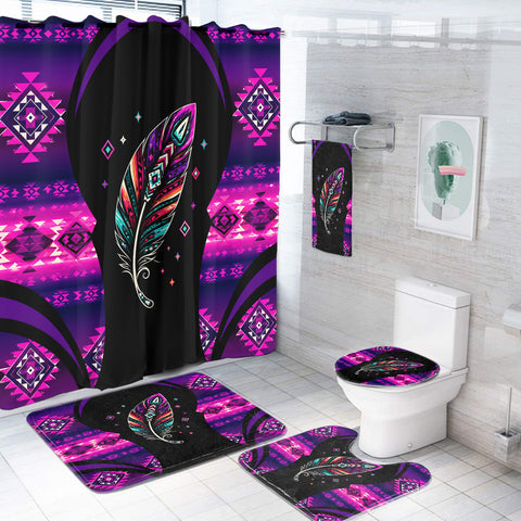 Purple Feather Pattern Native American Bathroom set DS260731M06