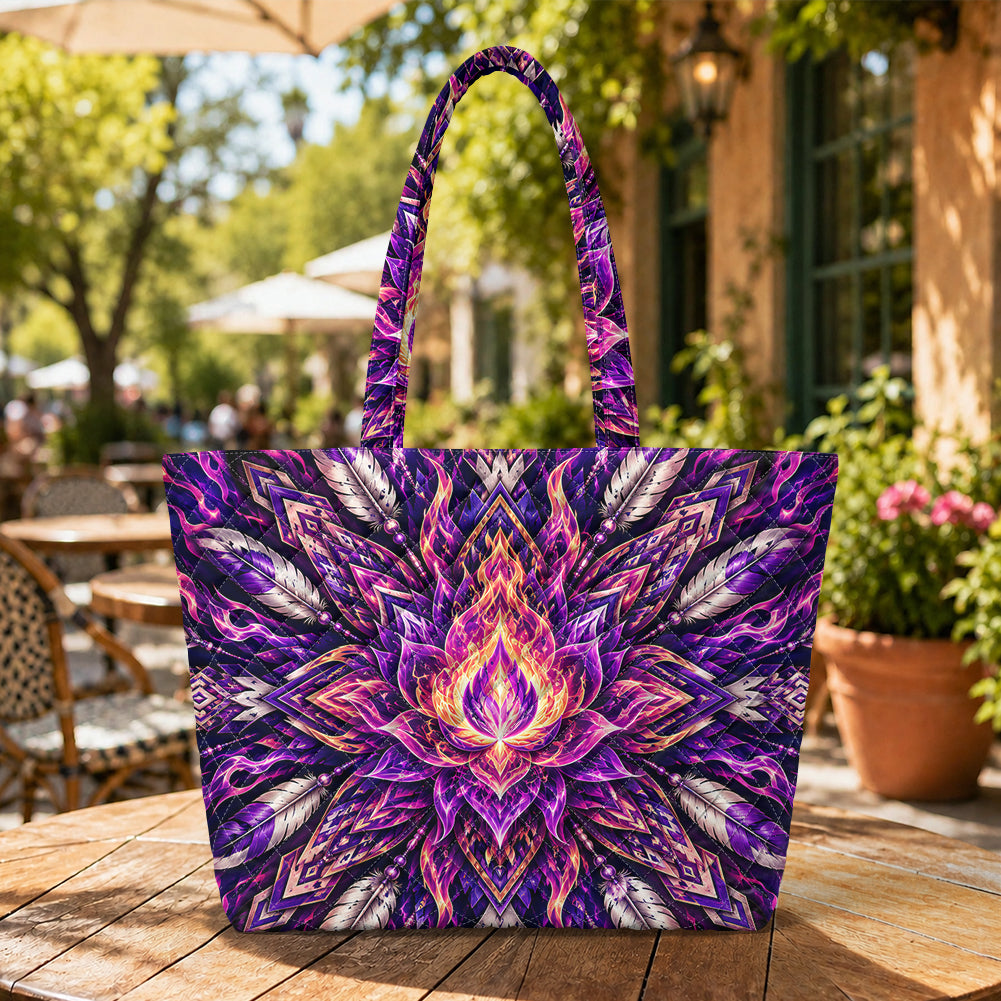Purple Fire Native American Quilted Shoulder Tote Bag DS260724M04