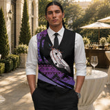 Purple Pattern Feather Native American Suit Vest Jacket Print Front & Back GB-HW000732