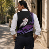 Purple Pattern Feather Native American Suit Vest Jacket Print Front & Back GB-HW000732