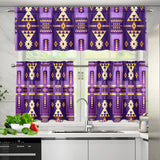 Purple Pattern Native American Curtain Valance and Kitchen Tiers Set DS260721M02