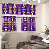 Purple Pattern Native American Curtain Valance and Kitchen Tiers Set DS260721M02