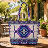 Purple Symbol Native American Quilted Shoulder Tote Bag DS260812M02