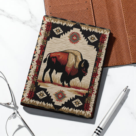 QLT-0015 Bison Native American Leather Passport Wallet