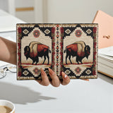 QLT-0015 Bison Native American Leather Passport Wallet