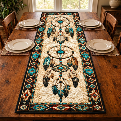 QTR001 Dreamcatcher Native American Quilt Table Runner