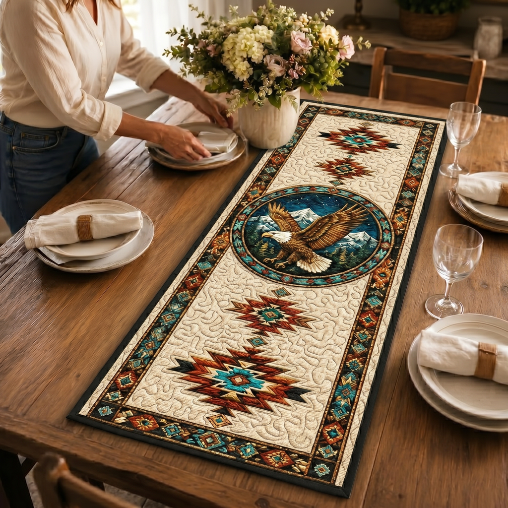 QTR002 Eagle Native American Quilt Table Runner