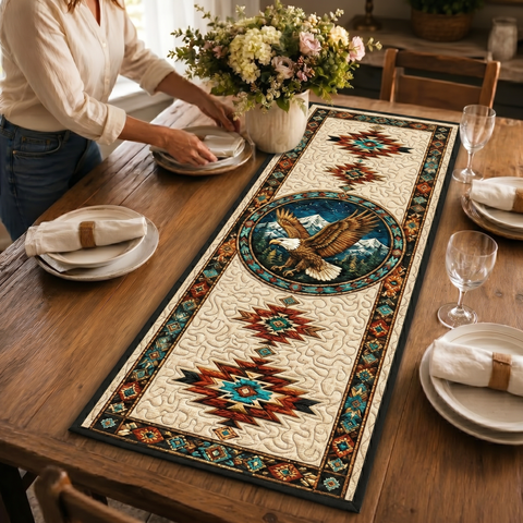 QTR002 Eagle Native American Quilt Table Runner