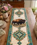 QTR006 Bison Native American Quilt Table Runner