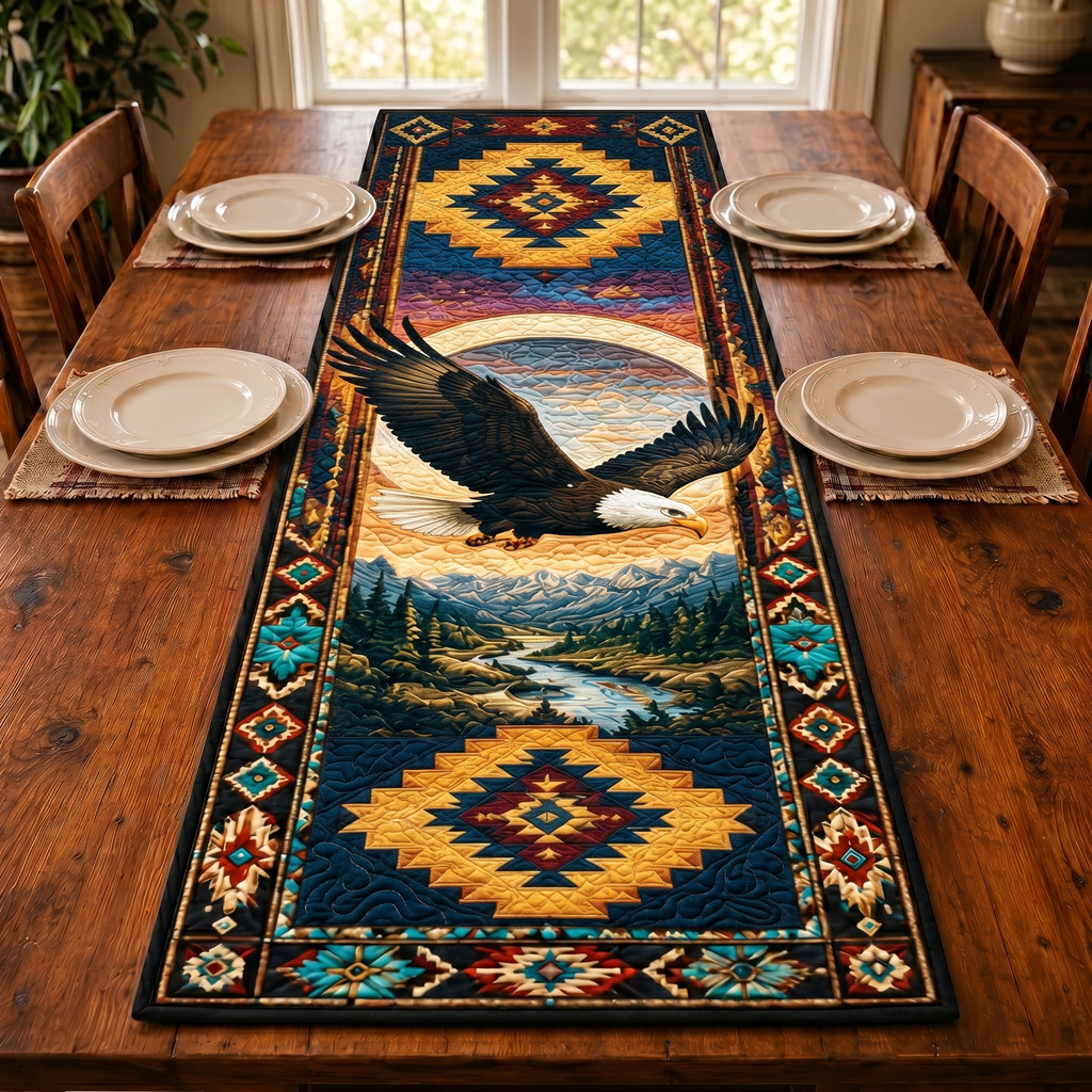 QTR010 Eagle Native American Quilt Table Runner