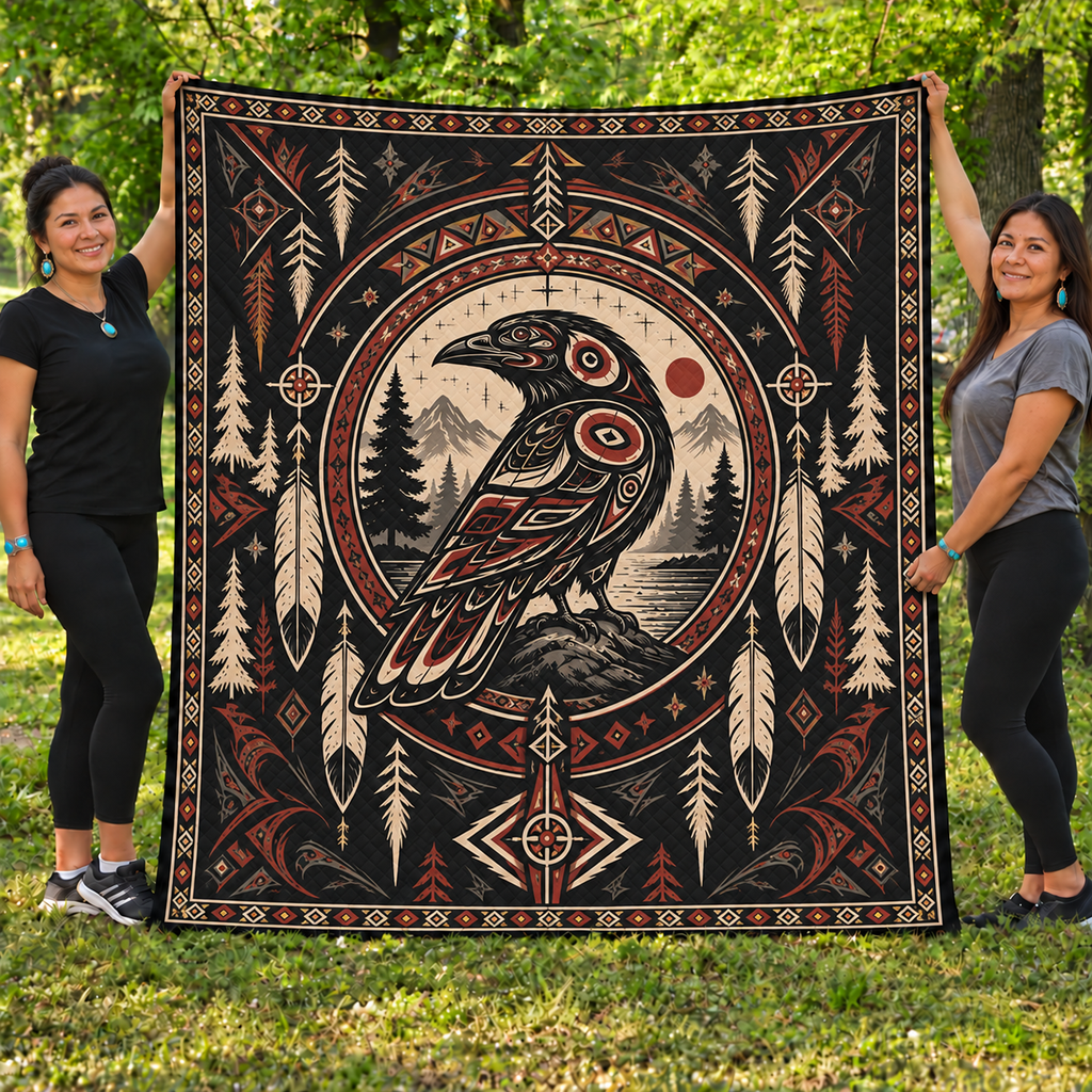 Raven Medallion Native American-Inspired Quilt Qm019