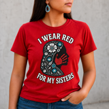 Red Awareness Floral Silhouette Native American-Inspired 2D T-Shirt TSm056